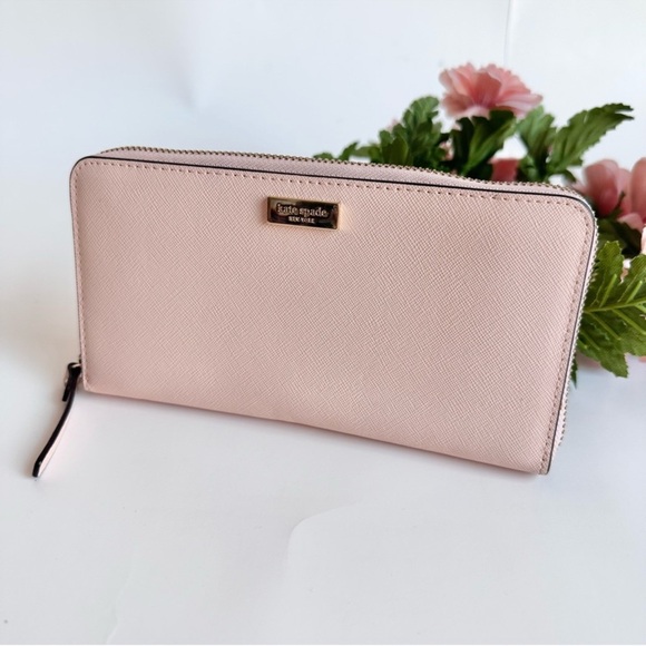 kate spade Handbags - Kate Spade New York Laurel Way Neda Dusty Peony Saffiano Leather Large Wallet